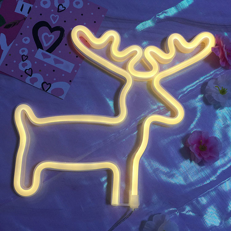 Skørter | Cartoon-shaped Plastic LED Neon Night Light Modern White Battery Wall Lighting Ideas
