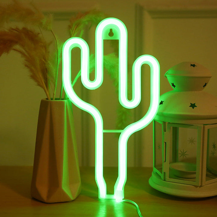 Skørter | Cartoon Shape LED Neon Night Light Art Decor Plastic White Battery Wall Lighting Ideas