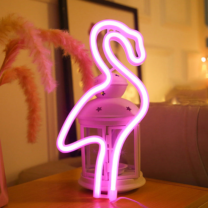 Skørter | Cartoon Shape LED Neon Night Light Art Decor Plastic White Battery Wall Lighting Ideas