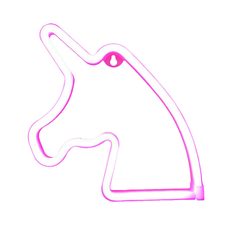 Skørter | Decorative unicorn LED neon night light plastic battery-operated wall lamp in white