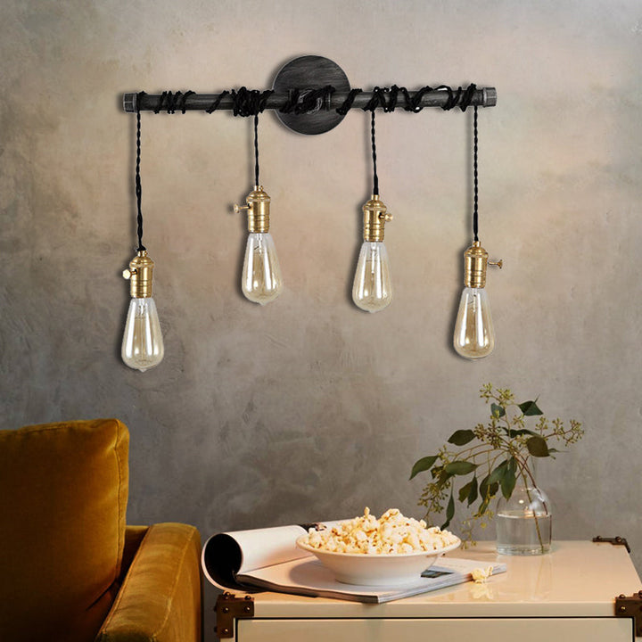 Skørter | Metal black sconce light hanging shade 1/4 light industrial wall mounted lighting for dining room