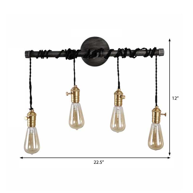 Skørter | Metal black sconce light hanging shade 1/4 light industrial wall mounted lighting for dining room