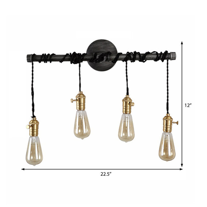 Skørter | Metal black sconce light hanging shade 1/4 light industrial wall mounted lighting for dining room