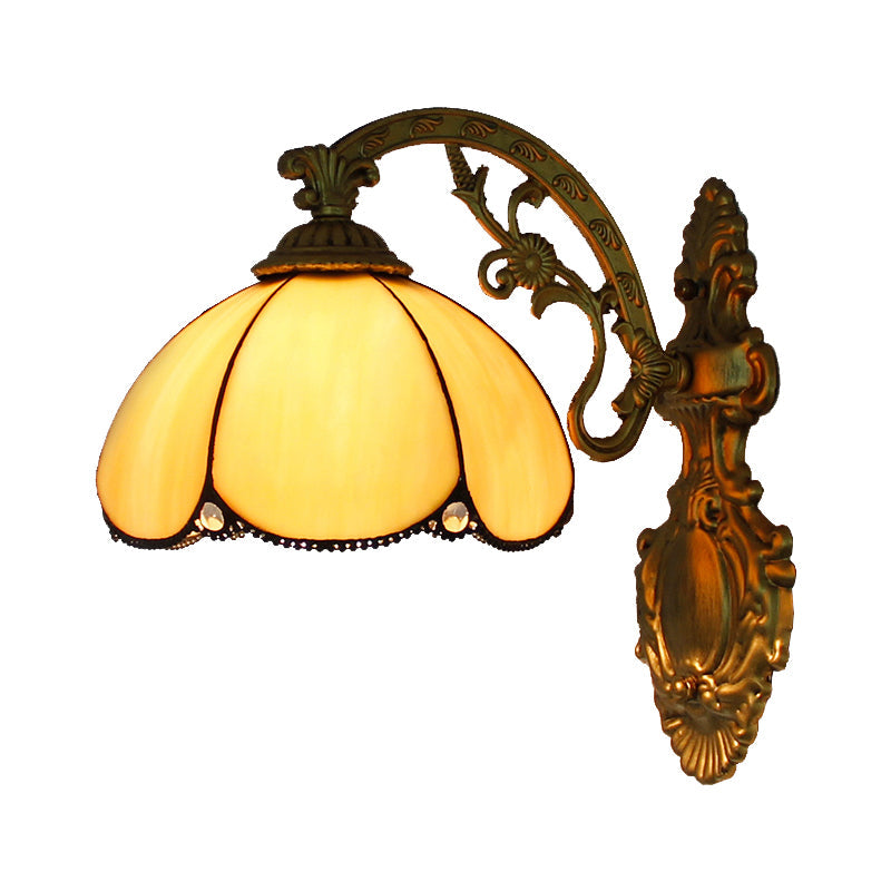Lisslune | Vintage Dome Wall Lamp Lighting Colored Glass 1 Light Wall Mount Light in Yellow/Blue