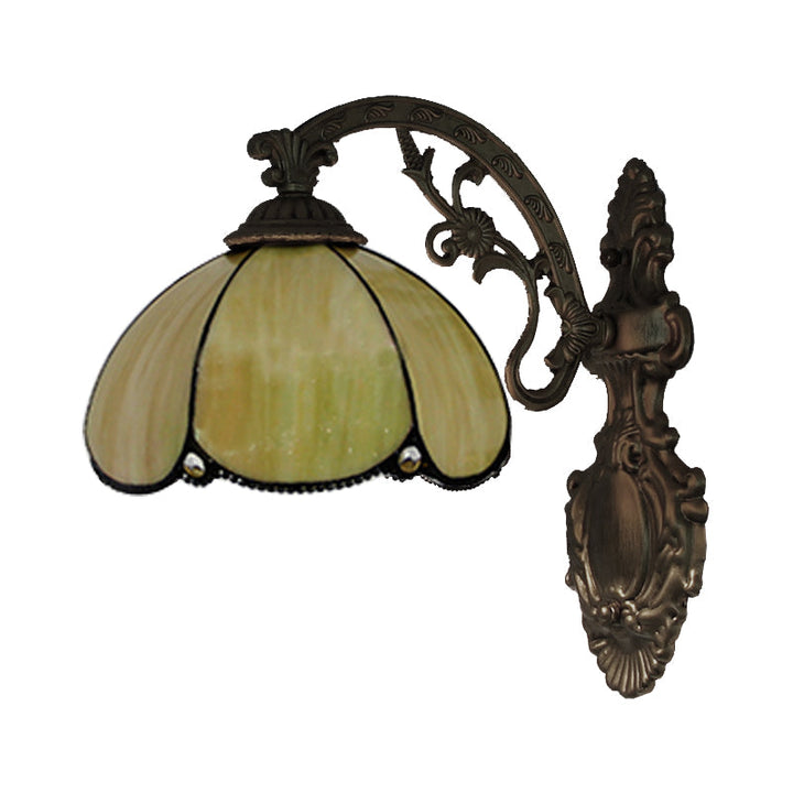 Lisslune | Vintage Dome Wall Lamp Lighting Colored Glass 1 Light Wall Mount Light in Yellow/Blue