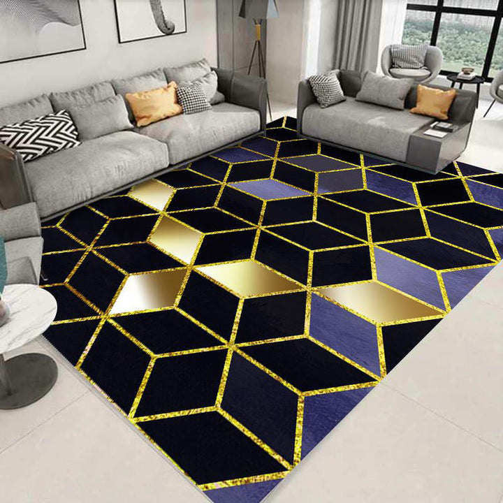 Lisslune | Glam 3D Print Geometric Rug Multicolored Modern Rug Polyester Pet Friendly Stain Resistant Non-Slip Rug for Home