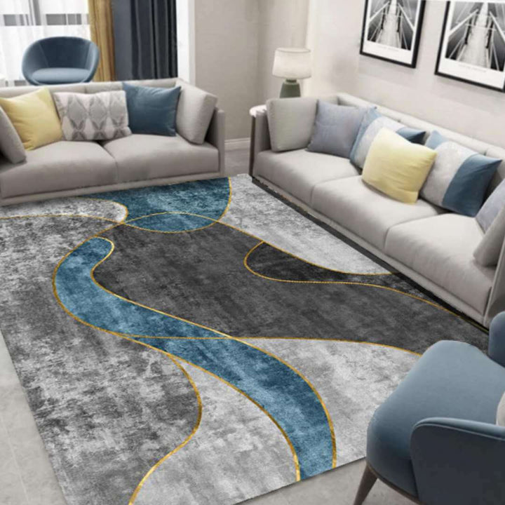 Lisslune | Glam 3D Print Geometric Rug Multicolored Modern Rug Polyester Pet Friendly Stain Resistant Non-Slip Rug for Home
