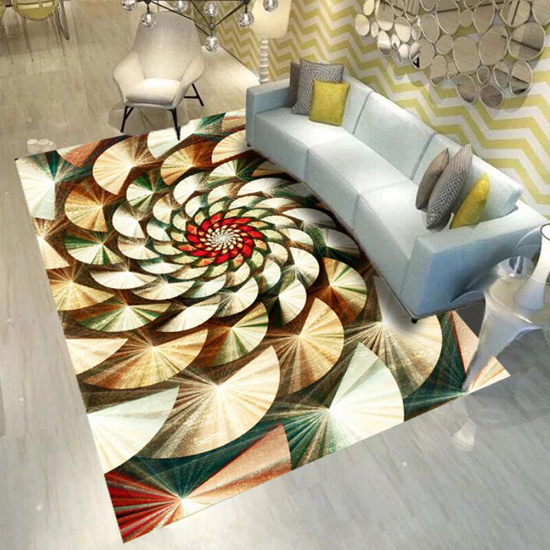 Lisslune | Glam 3D Print Geometric Rug Multicolored Modern Rug Polyester Pet Friendly Stain Resistant Non-Slip Rug for Home