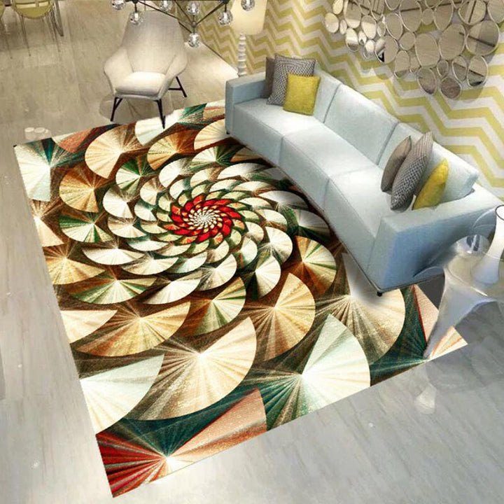 Lisslune | Glam 3D Print Geometric Rug Multicolored Modern Rug Polyester Pet Friendly Stain Resistant Non-Slip Rug for Home