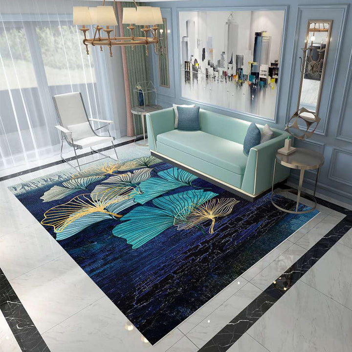 Lisslune | Nordic Abstract Botanical Carpet Multicolor Synthetic Carpet Non-slip Machine washable Pet friendly Area rug for Living room