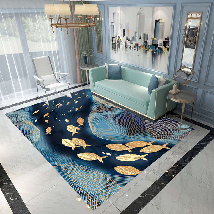 Lisslune | Nordic Abstract Botanical Carpet Multicolor Synthetic Carpet Non-slip Machine washable Pet friendly Area rug for Living room