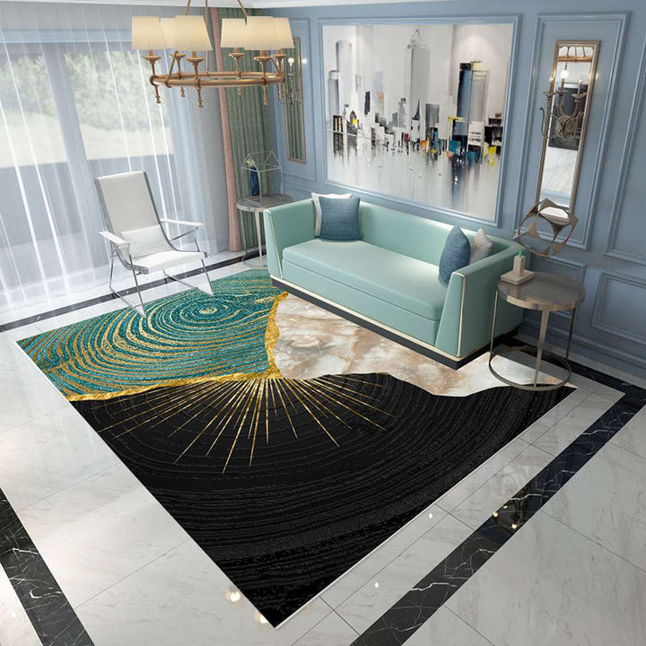 Lisslune | Nordic Abstract Botanical Carpet Multicolor Synthetic Carpet Non-slip Machine washable Pet friendly Area rug for Living room