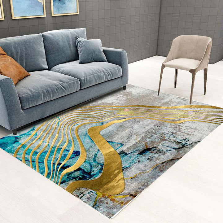 Lisslune | Nordic Abstract Botanical Carpet Multicolor Synthetic Carpet Non-slip Machine washable Pet friendly Area rug for Living room