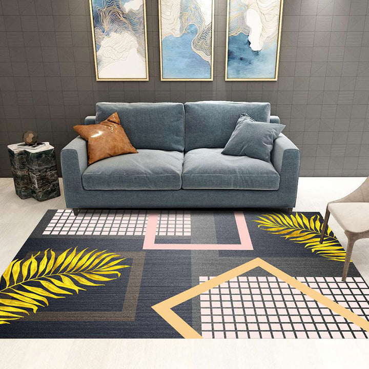 Lisslune | Nordic Abstract Botanical Carpet Multicolor Synthetic Carpet Non-slip Machine washable Pet friendly Area rug for Living room