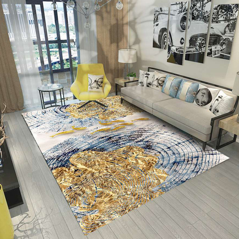 Lisslune | Nordic Abstract Botanical Carpet Multicolor Synthetic Carpet Non-slip Machine washable Pet friendly Area rug for Living room