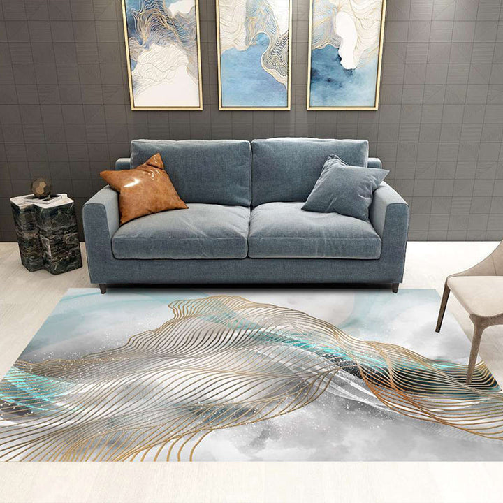 Lisslune | Nordic Abstract Botanical Carpet Multicolor Synthetic Carpet Non-slip Machine washable Pet friendly Area rug for Living room
