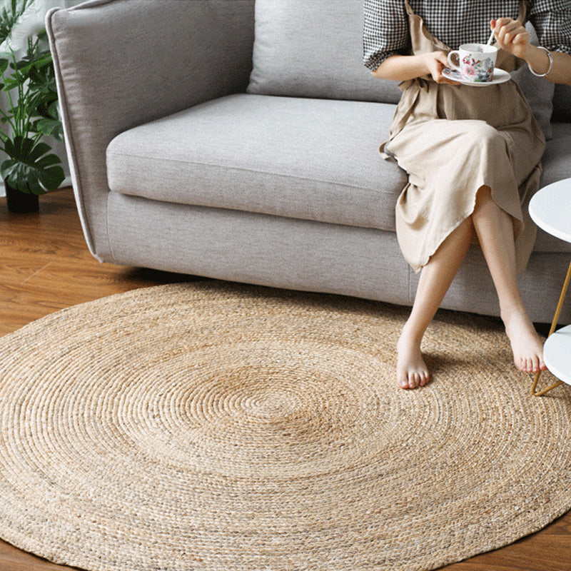 Lisslune | Multi-Color Living Room Rug Rustic Solid Color Carpet Natural Jute Pet Friendly Washable Non-Slip Mat Rug