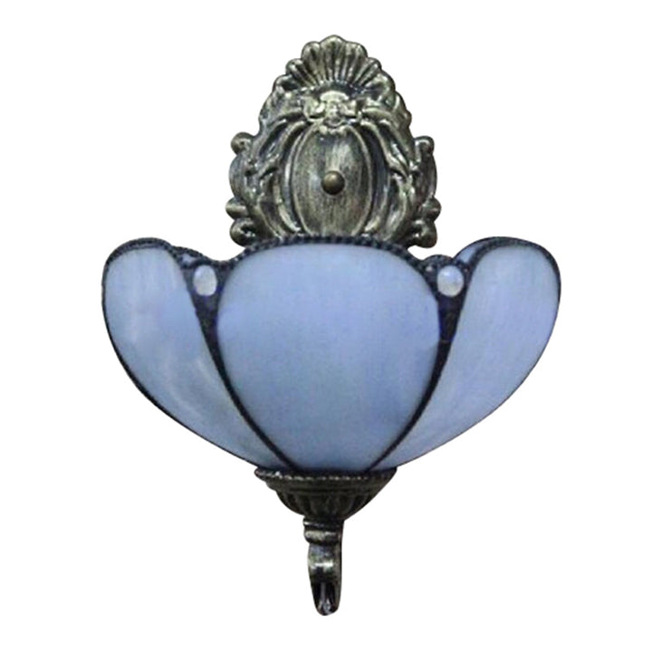 Lisslune | Vintage Dome Wall Lamp Lighting Colored Glass 1 Light Wall Mount Light in Yellow/Blue