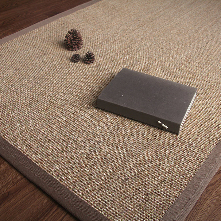 Lisslune | Brown Living Room Carpet Country Landscape Simple Carpet Sisal Non-slip Pet Friendly Washable Area Rug