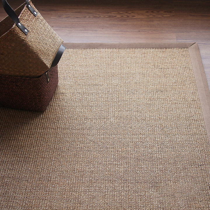 Lisslune | Brown Living Room Carpet Country Landscape Simple Carpet Sisal Non-slip Pet Friendly Washable Area Rug