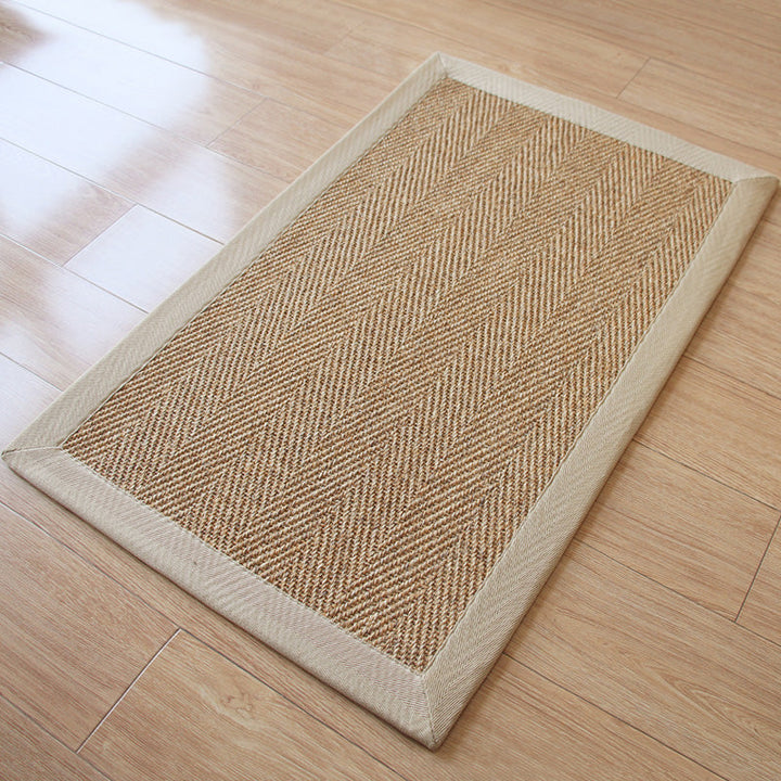 Lisslune | Lodge Tearoom Carpet Brown Solid Color Carpet Sisal Fiber Non-Slip Stain Resistant Machine Washable Carpet