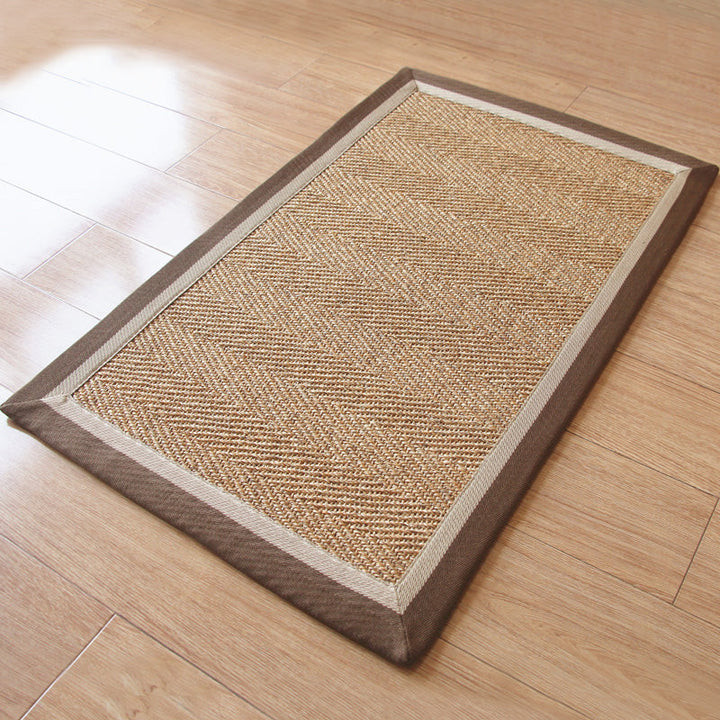 Lisslune | Lodge Tearoom Carpet Brown Solid Color Carpet Sisal Fiber Non-Slip Stain Resistant Machine Washable Carpet