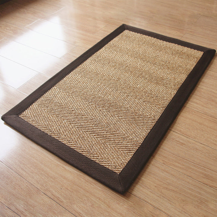 Lisslune | Lodge Tearoom Carpet Brown Solid Color Carpet Sisal Fiber Non-Slip Stain Resistant Machine Washable Carpet