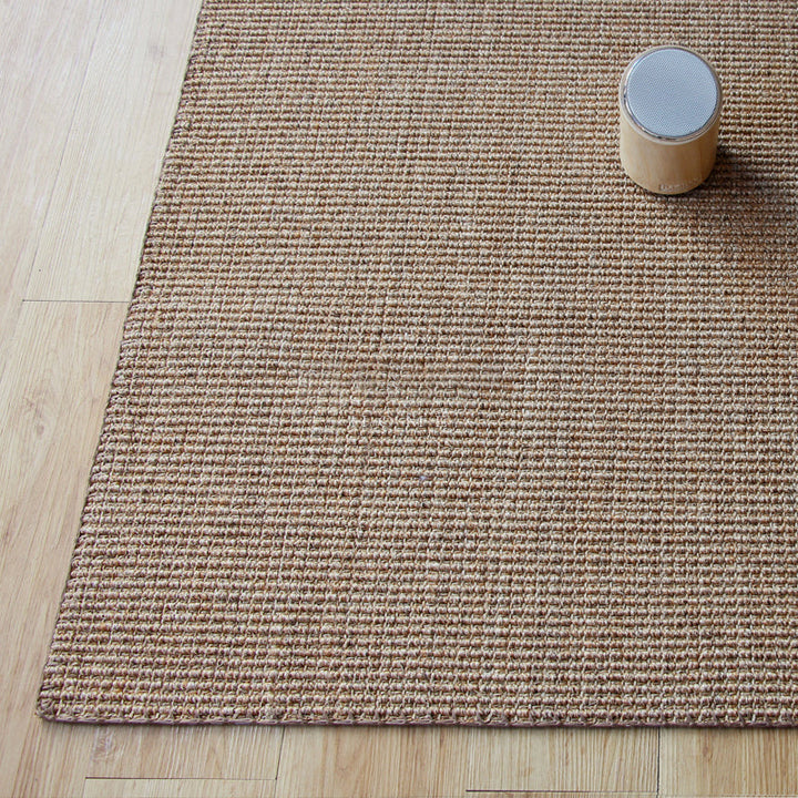 Lisslune | Lodge Home Rug Light Brown Solid Color Rug Sisal Woven Pet Friendly Machine Washable Non-Slip Rug