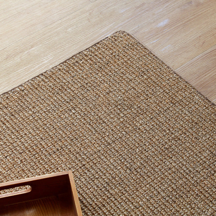 Lisslune | Lodge Home Rug Light Brown Solid Color Rug Sisal Woven Pet Friendly Machine Washable Non-Slip Rug