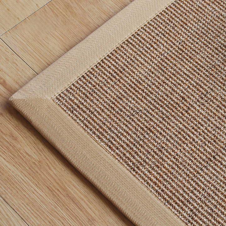 Lisslune | Beige Rustic Carpet Sisal Solid Color Carpet Washable Non-Slip Pet-Friendly Carpet for Bedroom