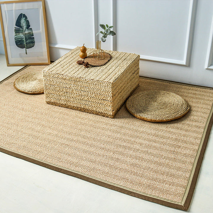Lisslune | Japanese Style Rustic Carpet Multicolored Simple Carpet Washable Stain Resistant Non-Slip Underlay Carpet for Bedroom