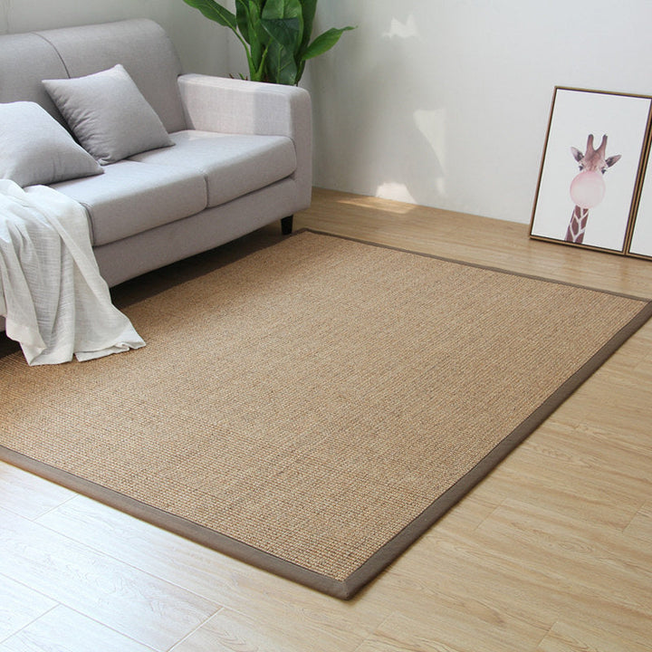 Lisslune | Premium Solid Area Rug Light Brown Wooden Style Carpet Sisal Non-Slip Pet-Friendly Machine Washable Rug for Home