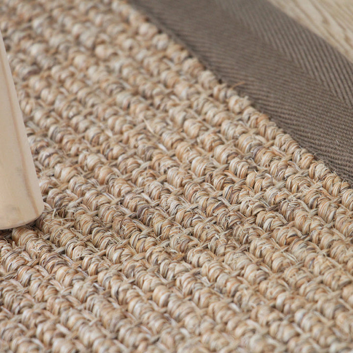Lisslune | Premium Solid Area Rug Light Brown Wooden Style Carpet Sisal Non-Slip Pet-Friendly Machine Washable Rug for Home