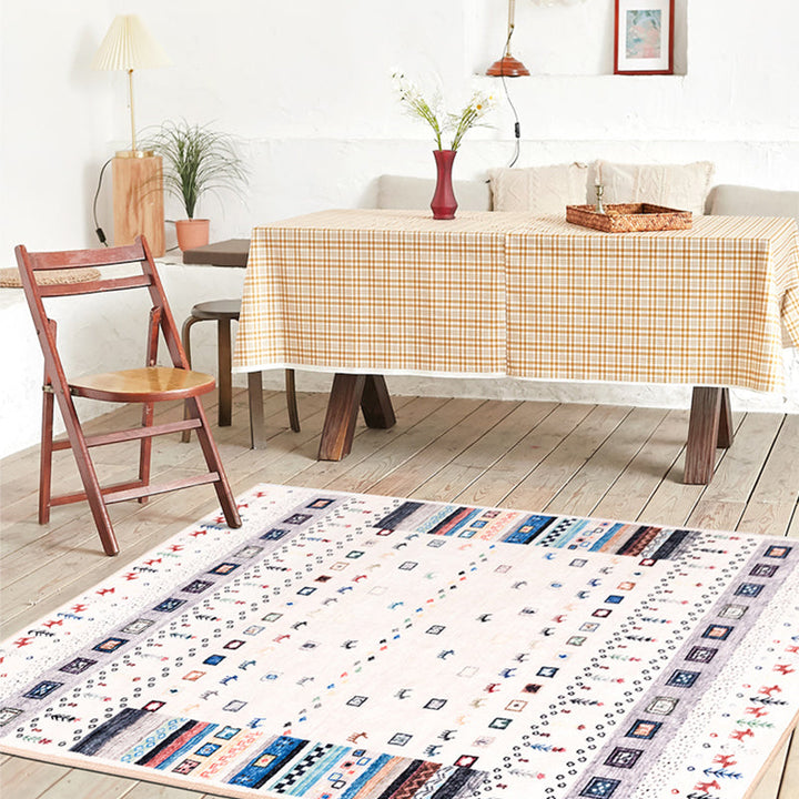 Lisslune | Moroccan Home Area Rug Multicolored Pattern Rug Polypropylene Pet-Friendly Machine Washable Rug