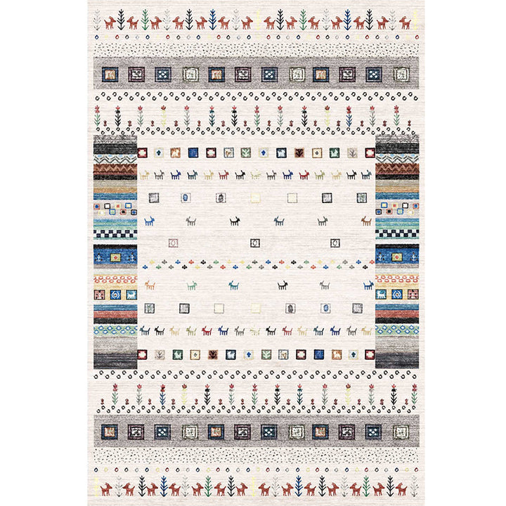 Lisslune | Moroccan Home Area Rug Multicolored Pattern Rug Polypropylene Pet-Friendly Machine Washable Rug