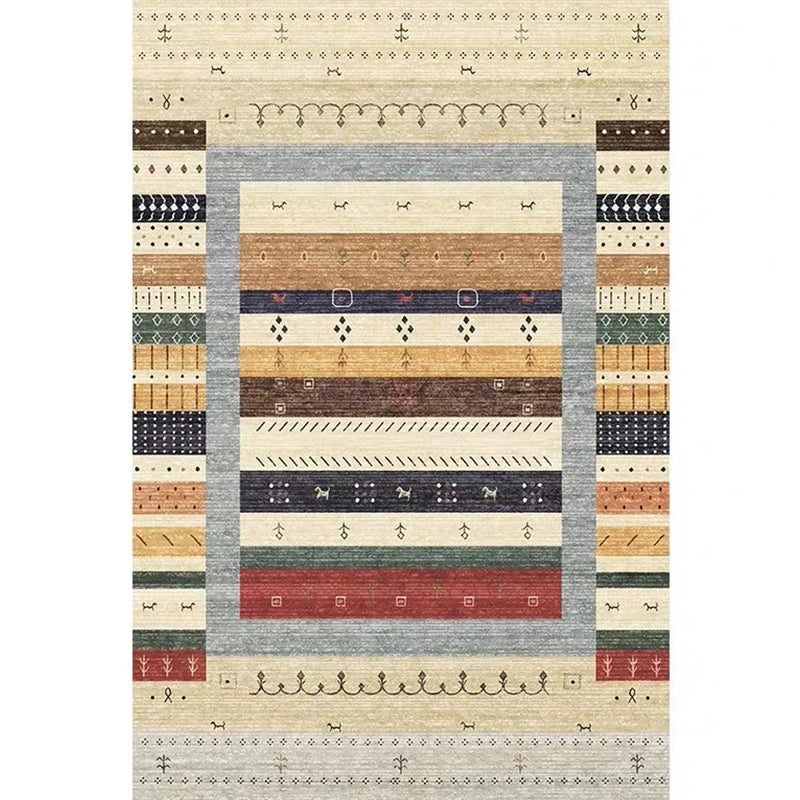 Lisslune | Moroccan Home Area Rug Multicolored Pattern Rug Polypropylene Pet-Friendly Machine Washable Rug