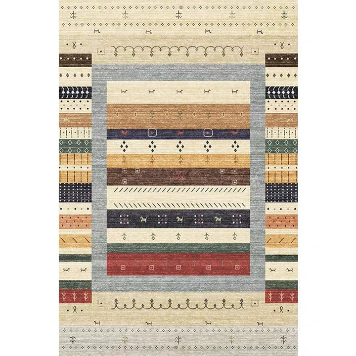 Lisslune | Moroccan Home Area Rug Multicolored Pattern Rug Polypropylene Pet-Friendly Machine Washable Rug