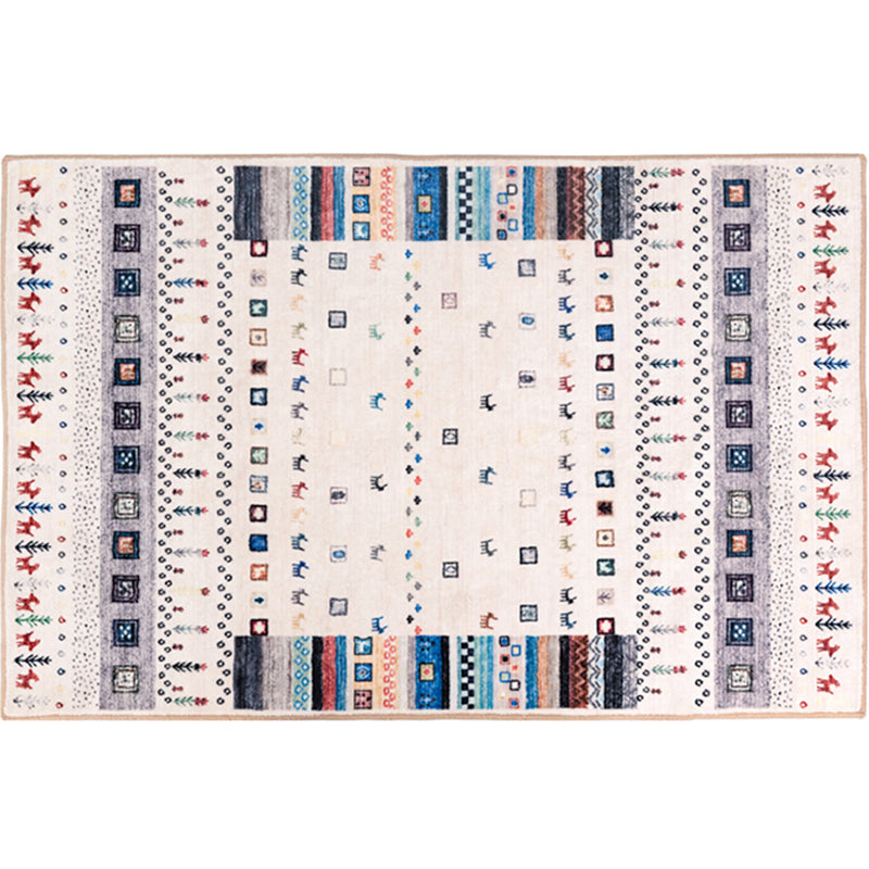 Lisslune | Moroccan Home Area Rug Multicolored Pattern Rug Polypropylene Pet-Friendly Machine Washable Rug