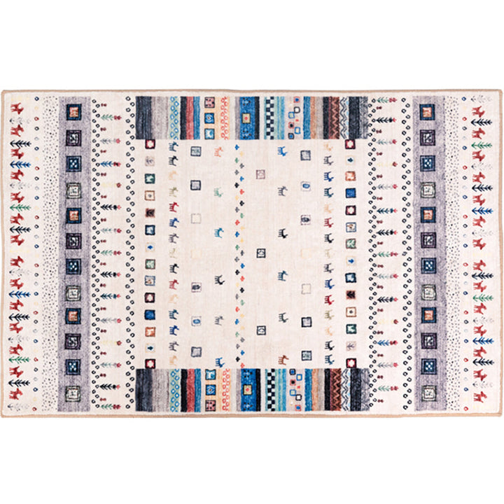 Lisslune | Moroccan Home Area Rug Multicolored Pattern Rug Polypropylene Pet-Friendly Machine Washable Rug