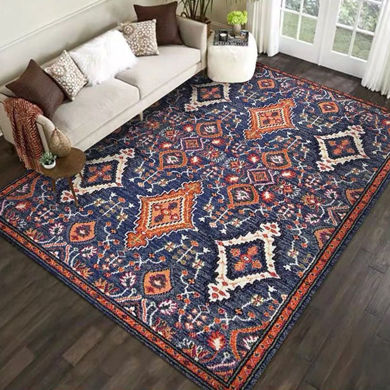 Lisslune | Beautiful Floral Pattern Carpet Multicolor Moroccan Style Carpet Polyester Non-Slip Washable Stain Resistant Carpet for Room