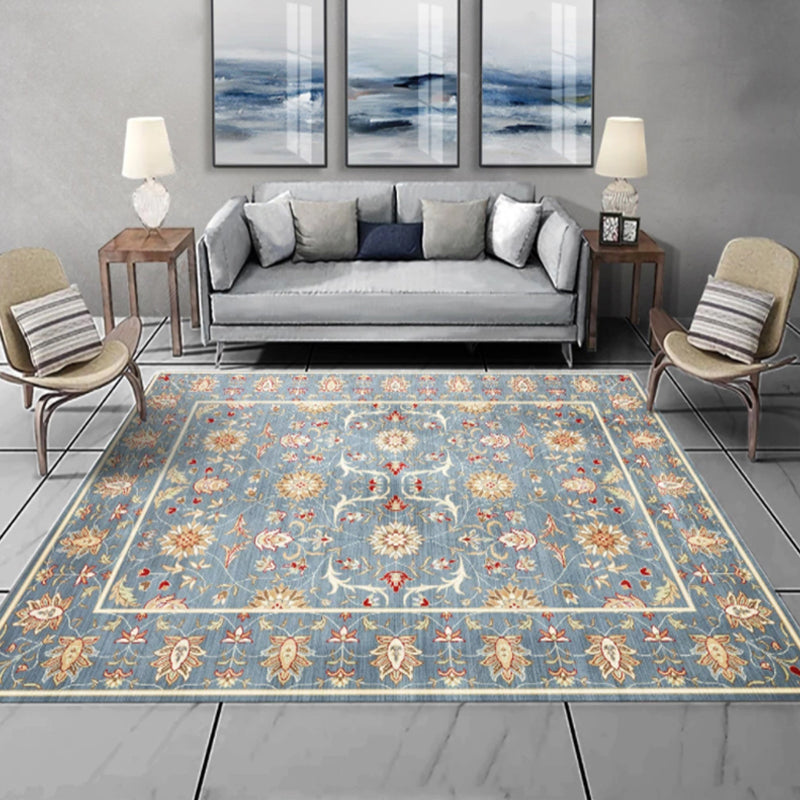 Lisslune | Beautiful Floral Pattern Carpet Multicolor Moroccan Style Carpet Polyester Non-Slip Washable Stain Resistant Carpet for Room