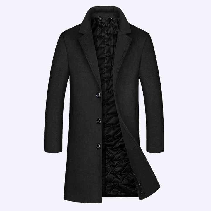Men's Elegant and Warmer Wool Coat with Innovative Lining Lisslune