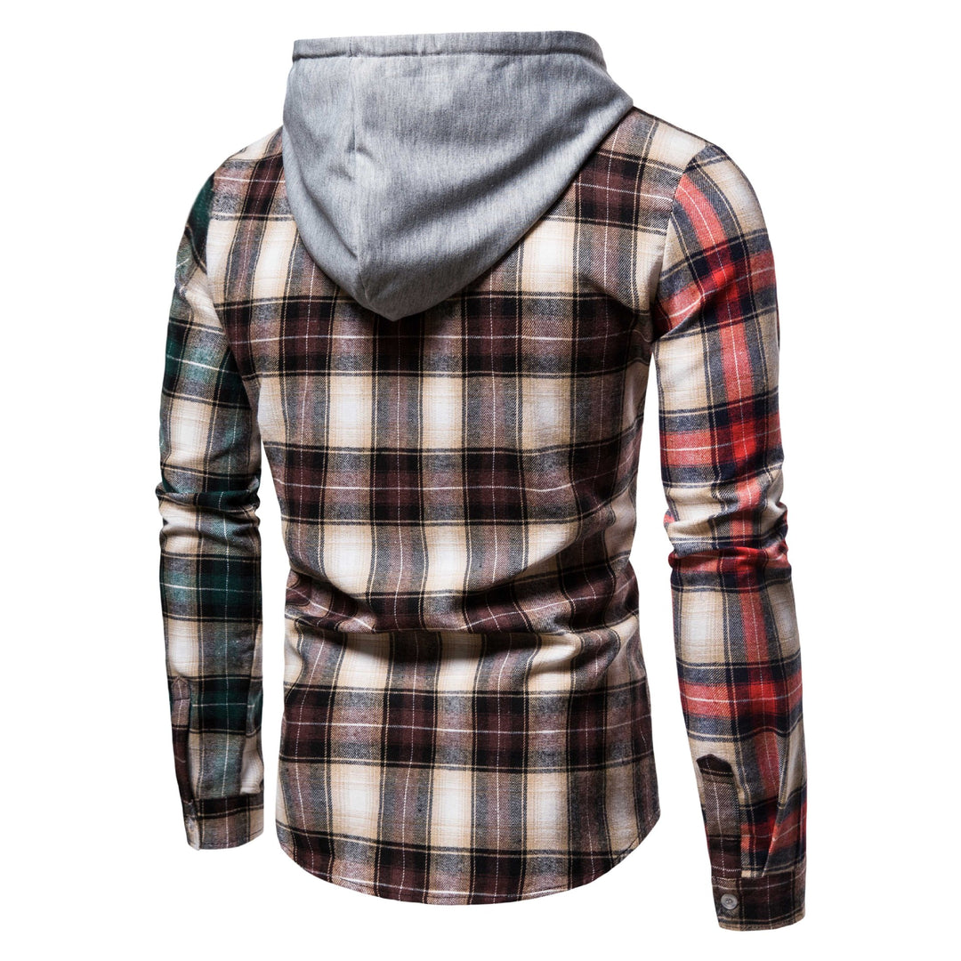 Men's shirt with integrated hood in trendy check design Lisslune