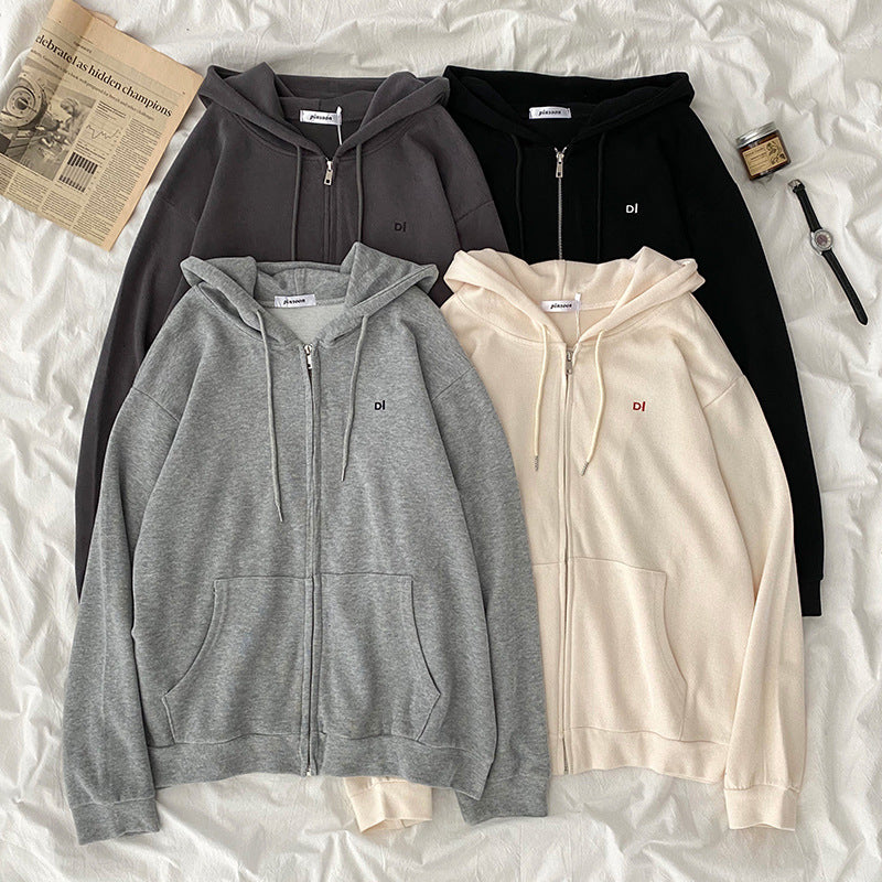 Women casual hoodie with full zip and practical side pockets Lisslune