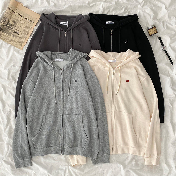Women casual hoodie with full zip and practical side pockets Lisslune