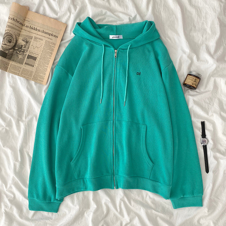 Women casual hoodie with full zip and practical side pockets Lisslune
