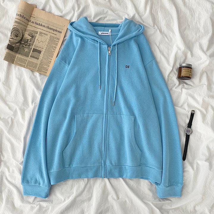 Women casual hoodie with full zip and practical side pockets Lisslune