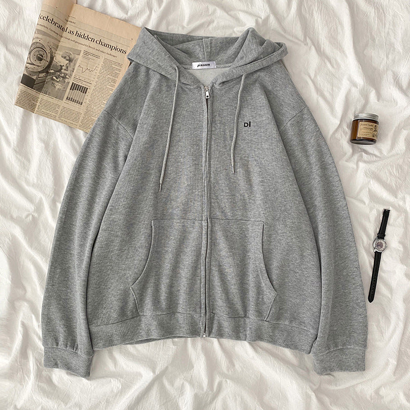 Women casual hoodie with full zip and practical side pockets Lisslune