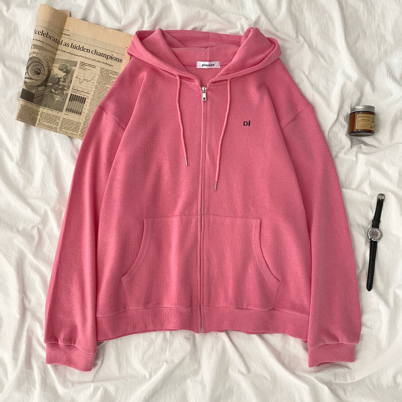 Women casual hoodie with full zip and practical side pockets Lisslune