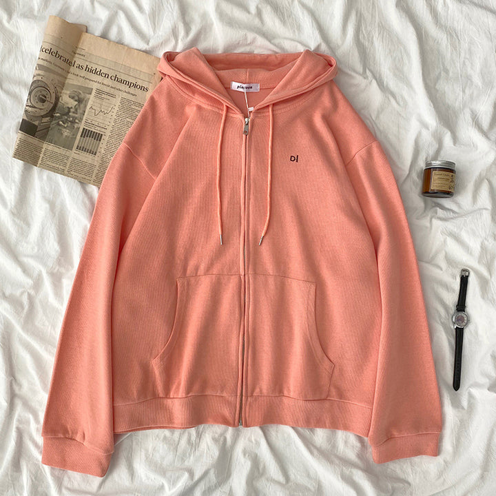 Women casual hoodie with full zip and practical side pockets Lisslune